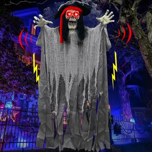 70-Inch Halloween Pirate Ghost Animatronic Decor Outdoor Spooky Hanging Prop