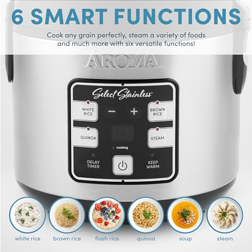 Stainless Steel Rice Cooker & Multicooker 8-Cup Capacity with Steamer - Variation of Stainless Steel Pot