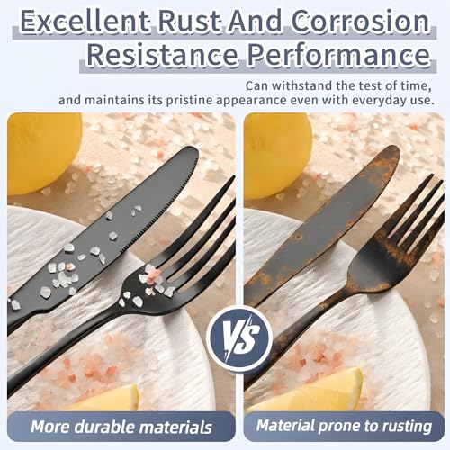 SIAKA 20-Piece Black Stainless Steel Flatware Set for 4 – Service for Four