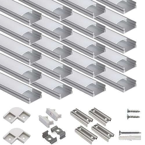 20-Pack 3.3ft Aluminum LED Channel System with Milky Cover & Accessories