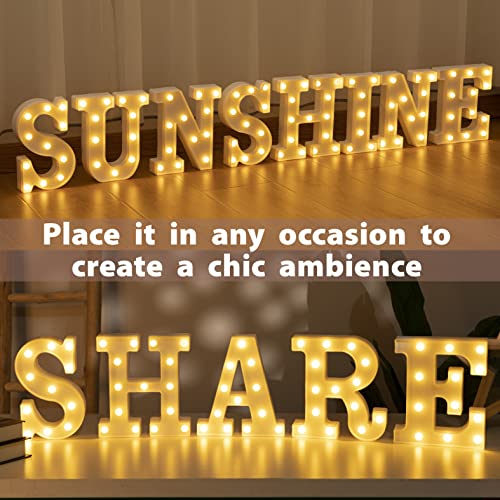 HXWEIYE Light Up Letters LED Marquee Letters Light Sign 26 Alphabet and 10 Number Lights Letter for Party Birthday Bar Battery Powered Christmas Decor Letter Lights (Warm White S)