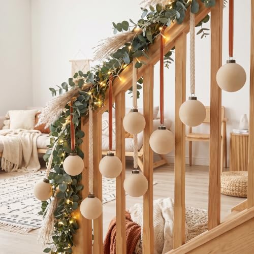 ZenNex 9Pcs Velvet Christmas Balls Ornaments Beiges 2.36in