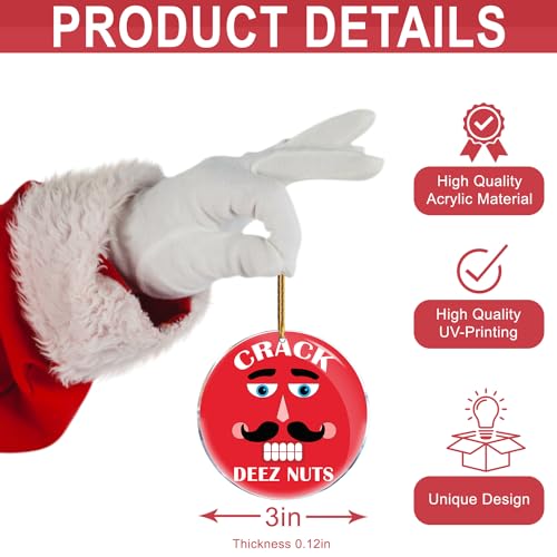 Crack Deez Nuts Funny Christmas Ornament Nutcracker Humor Pun -
