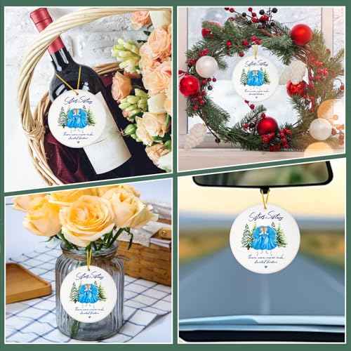 FaCraft Gift for Sisters - Sister Gift from Sisters - Ceramic Sister Christmas Ornament 2025 Xmas Tree Decorations - Birthday Gifts - Best Friends Ornaments for Women Friendship Gifts Home Car Decor