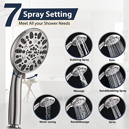 UCLIMAA Brushed Nickel Rainfall Shower Head Combo 8 Inch with Handheld Spray & 3-Way Diverter
