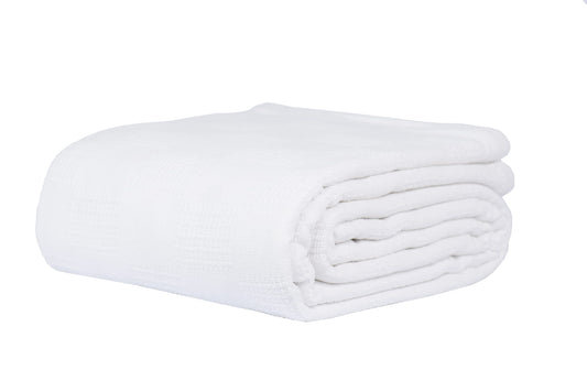 Linteum Textile Hospital Thermal SNAGLESS Spread Blanket, 100% Cotton (74x100 in, White)