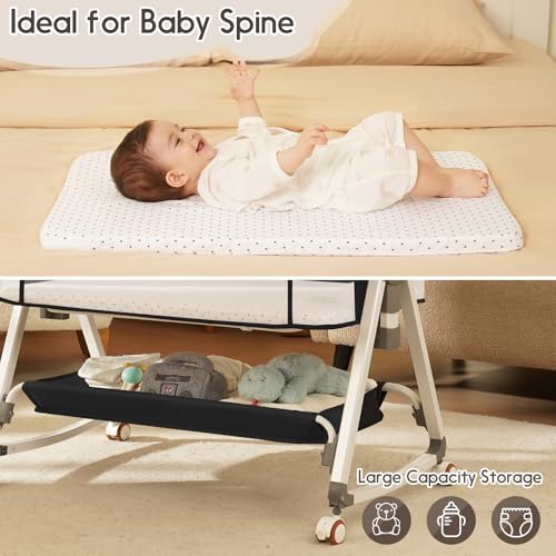 KOLOIO 3-in-1 Baby Bedside Bassinet with Storage Basket - Black