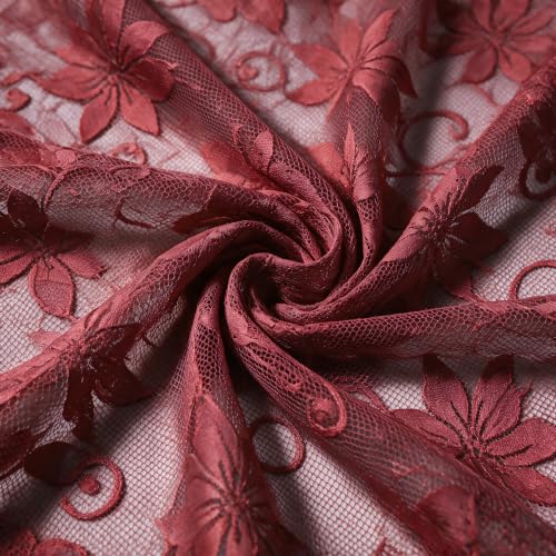 Horaldaily Christmas Lace Round Table Cloth 60x60 Inch Red - Holiday Decor