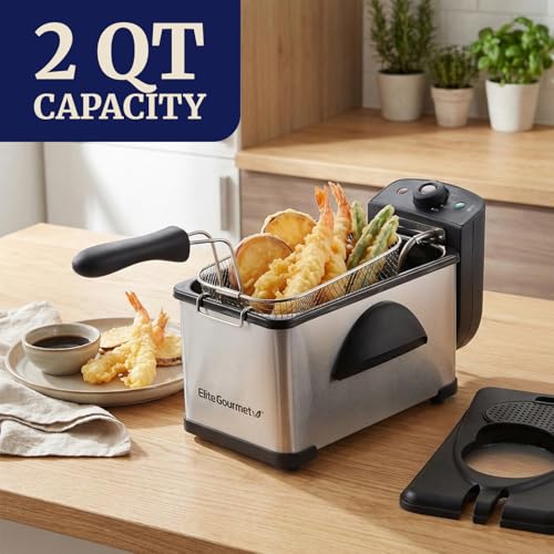 2 Qt Deep Fryer with Removable Basket & Adjustable Temperature