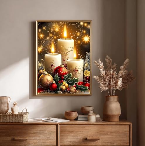 CRZMODE Christmas Candle Diamond Painting Kit 12x16 Inch for Adults & Beginners