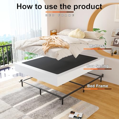 Queen Box Spring 9 Inch Heavy Duty Bed Base with Fabric Cover - EMODA