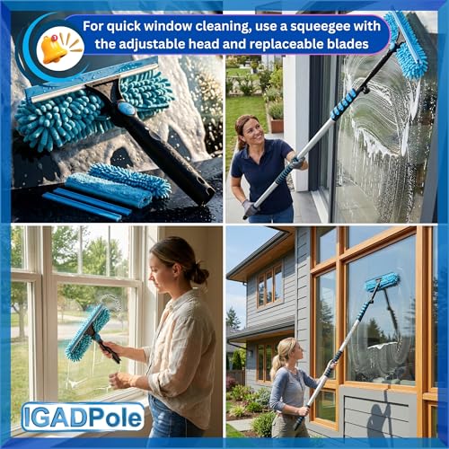 17 ft Water-Fed Washing Kit with Soap Dispenser, Brush, Squeegee & Duster