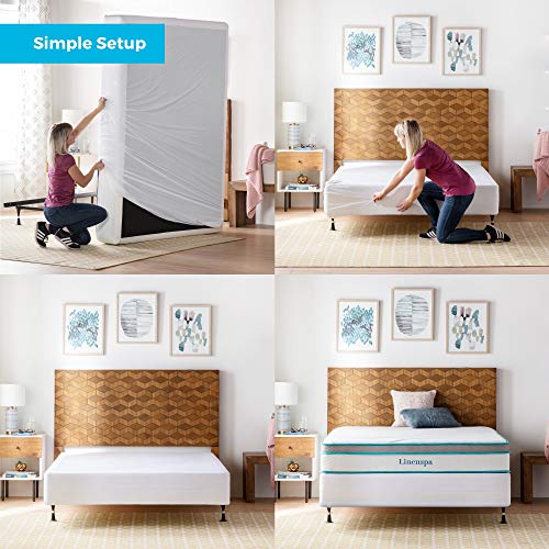 Linenspa Waterproof Box Spring Encasement - White Queen 360° Cover