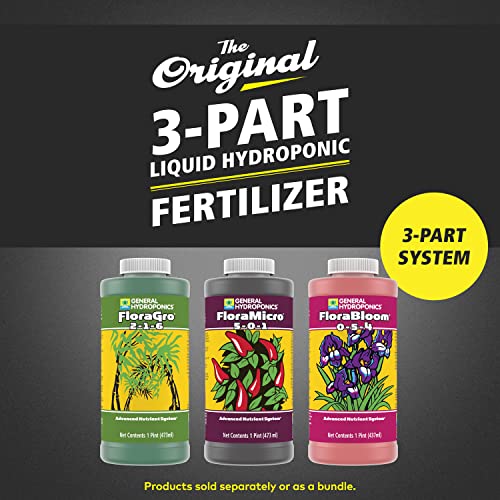 General Hydroponics FloraSeries 1 Pint Nutrient Fertilizer System with Micro, Grow & Bloom