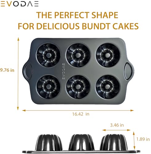 Mini Bundt Cake Pans for Baking – Set of 2 6 Cups Each (12 Total)