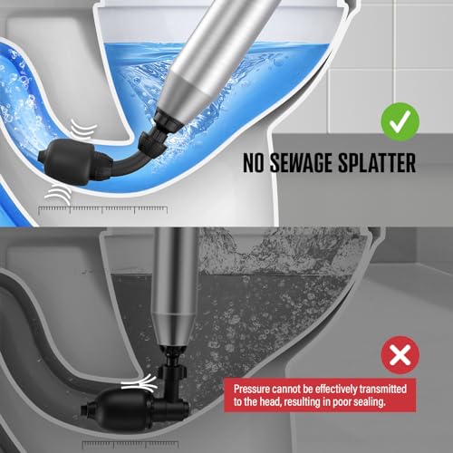 POPULO Electric Toilet Plunger Black, 5 Bar Air Clog Remover for Household Toilets
