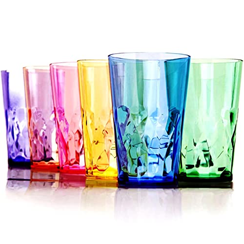 Set of 6 Unbreakable Acrylic Drinking Glasses - 19oz Stackable Water Cups