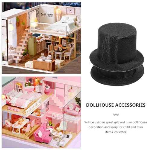 2PCS Top Hats Black for Dolls Mini Top Hat Wine Bottle Toppers Tiny Tophat Snowman Cap for Doll Snowman Decorations and DIY Projects
