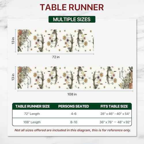 Xmas Trees Holly Pine Cone Merry Christmas Table Runner, Seasonal Winter Decoration for Home Kitchen Dining Holiday Decor 13x72 Inch