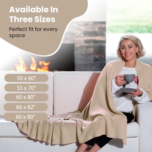 Dalisa Organic Turkish Cotton Throw Blanket - Earth Ivory, 60x80 - Cozy Boho Home Decor