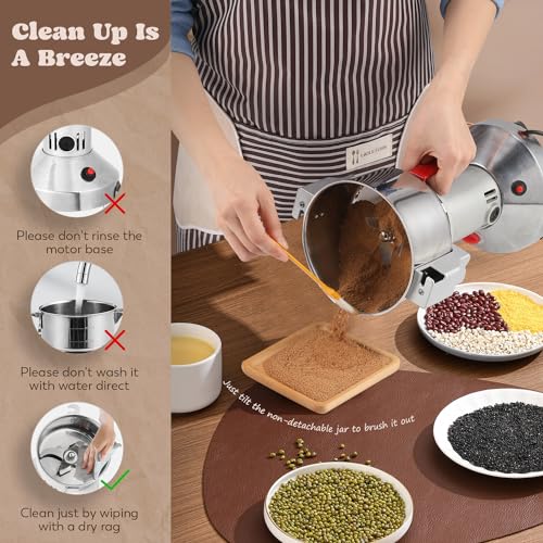 Moongiantgo Electric Grain Mill Grinder 300g Upright Silver 110V