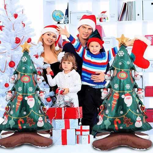 Christmas Tree Balloon Self Standing Foil Balloons for Themed Xmas Party Decor Decorations Sets - 2pcs