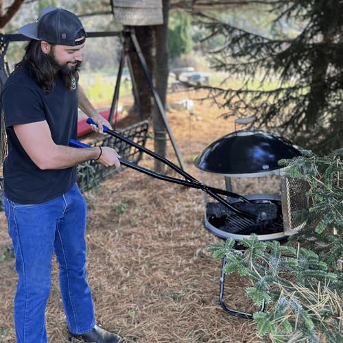 40in Heavy Duty Fire Pit Tongs - Manganese Steel & Rubber Handle
