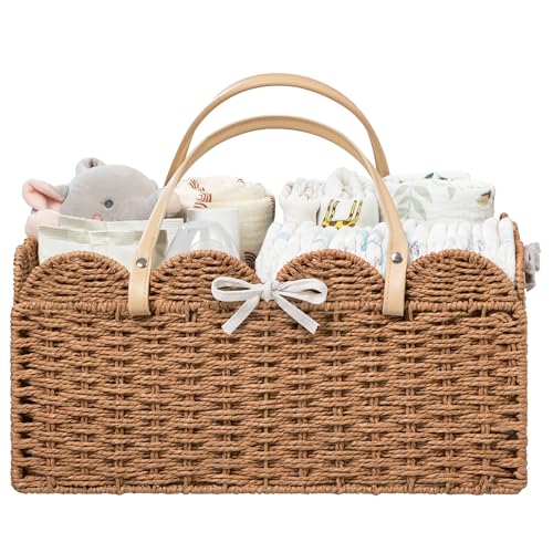 Caramel Baby Diaper Caddy with Removable Divider - Large Nursery Organizer