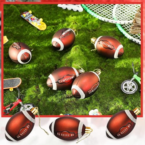 Leitee 18 Pcs Football Christmas Ornaments 2.36 Inch Plastic - Holiday Decor