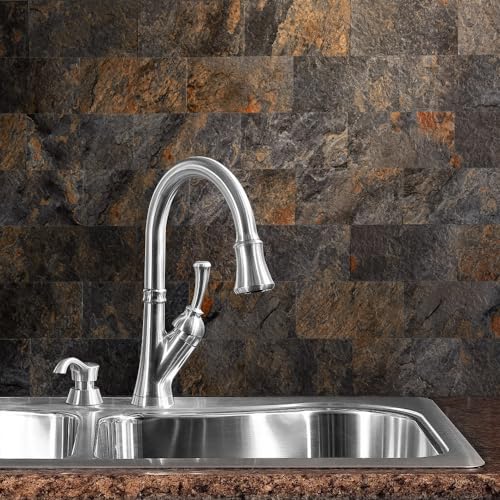 AULIGET 200 Pieces Rust Slate Peel and Stick Backsplash Wall Tiles,