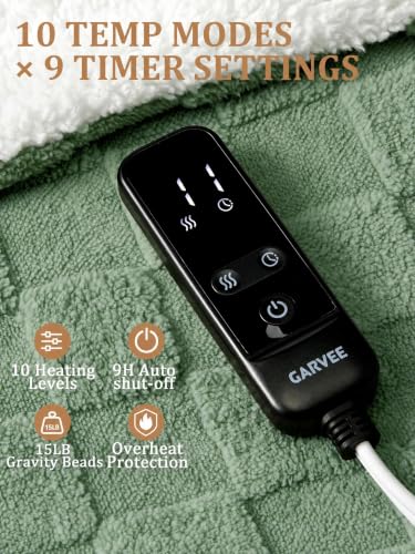 Garvee Green 50x60 Inch 15lb Weighted Heated Blanket with Digital Control
