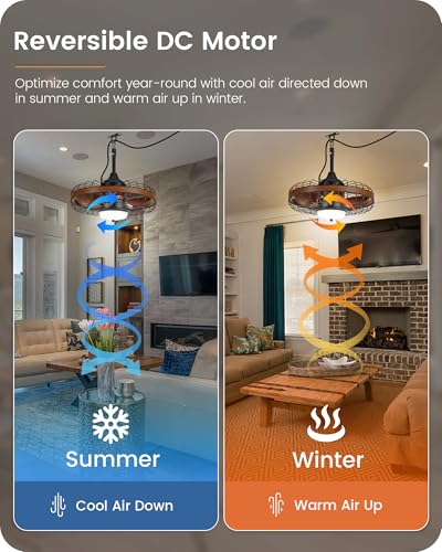 Outdoor Waterproof Ceiling Fan with Lights - 20 Inch, Remote & APP Control, Reversible, Dimmable, 6 Speeds, Timer