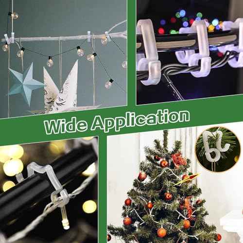 eygeufg Christmas Light Clips Hooks - Gutter Light Hooks Clips Hangers for Christmas Decoration Outdoor Halloween New Year Holiday (100 Pack)