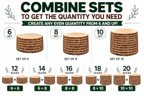 Medium Wooden Slices for Centerpieces - Set of 10 9-11 Inch Rustic Wood Decor