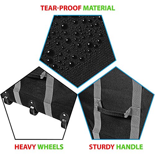 Propik Rolling Christmas Tree Storage Bag for 9 Ft Trees - Black, 25x25x60, With Wheels, Handles & Strap