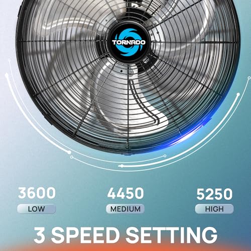 Black 20 Inch Pro Wall Mount Fan - High Velocity Oscillating Industrial & Commercial Fan