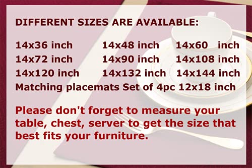 Akutana Cranberry Red 14x144 Inch Waterproof Geometric Table Runner for Dining & Nightstands