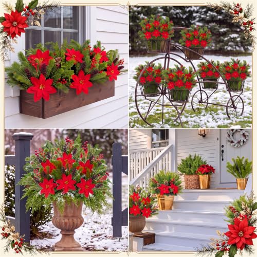 24 Pcs Artificial Christmas Outdoor Flower Plant | Green Plant Variation