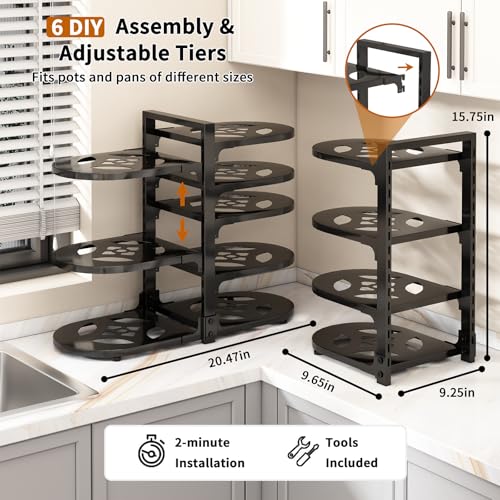 Black Reinforced Heavy Duty 8-Tier Under Cabinet Pot and Pan Organizer