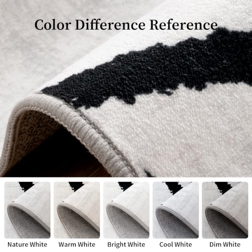 YIHOUSE 5x7 Washable Modern Abstract Black & White Area Rug - Curve