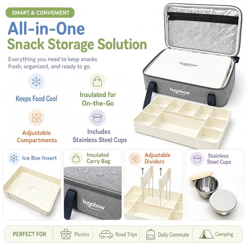 Milky White 11-Compartment Insulated Snackle Box with Ice Pack & Bag