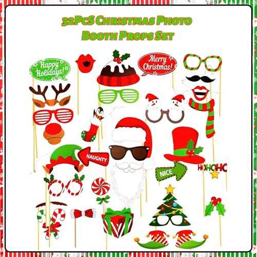 MEHOFOND 164pcs Merry Christmas Party Decorations Set, Christmas Foil Fringe Curtains, Red Green Gold Balloons Arch Garland Favors for Kids Adults Friends Ugly Sweater Party Props for Photo Supplies