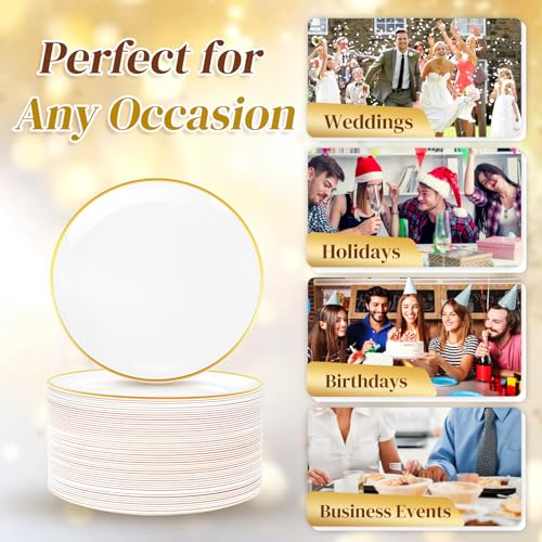 White Gold Festiva 200pcs Small Disposable Dessert Plates with Forks for Weddings & Parties