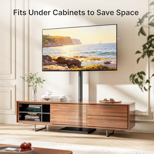 Pegzone Floor TV Stand with 90° Rotation for 32-65 Inch TVs - Black