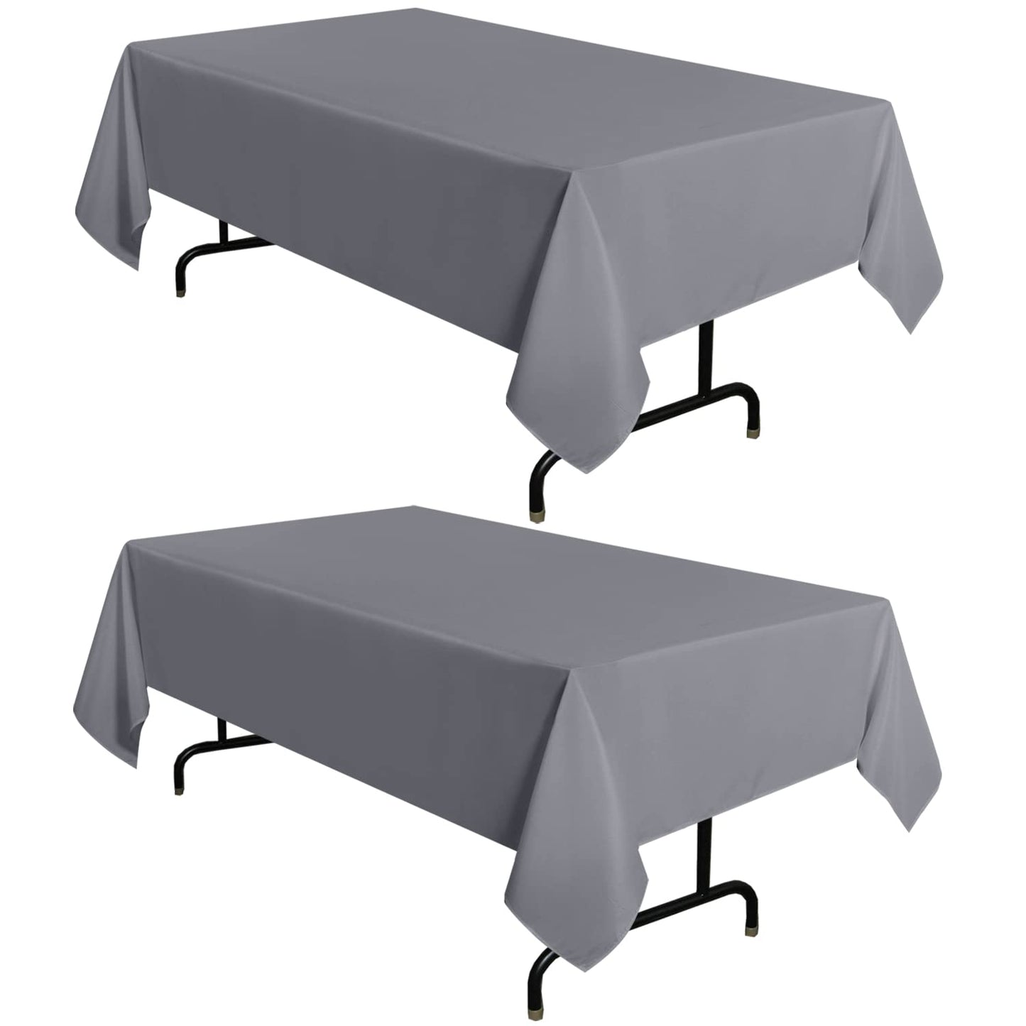 sancua 2 Pack Light Grey Tablecloth 60 x 84 Inch, Rectangle 4 Feet Table Cloth - Stain and Wrinkle Resistant Washable Polyester Table Cover for Dining Tables, Buffet Parties and Camping