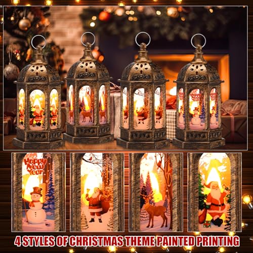 Threan 12 Pcs Christmas Lanterns Centerpiece Decor - Bronze Gold Variant