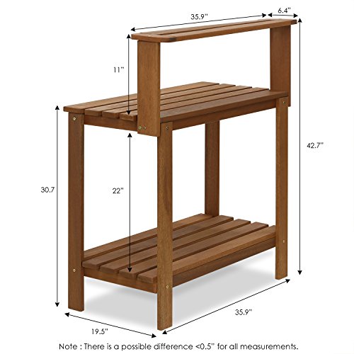 Furinno Tioman 3-Tier Outdoor Potting Bench with Storage Shelf - Natural