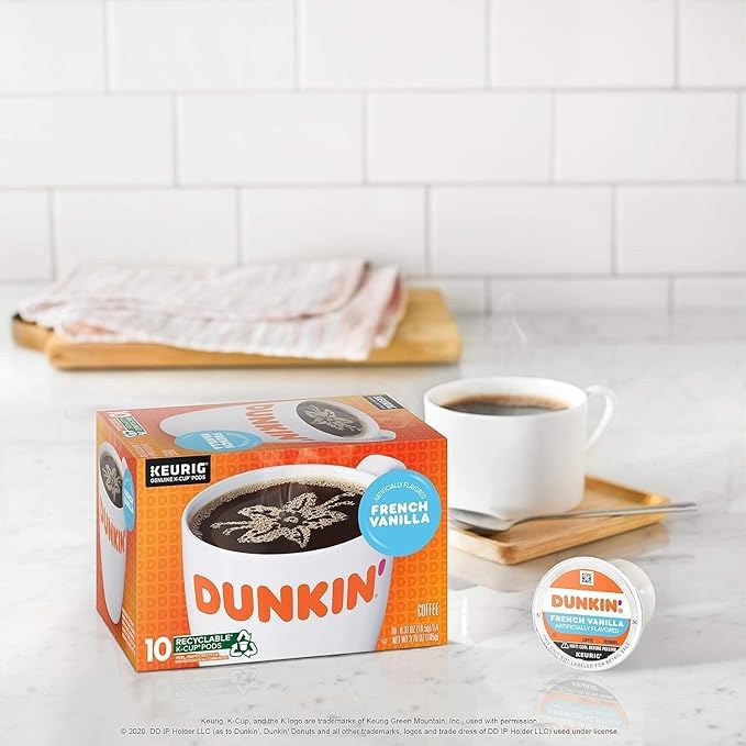 Dunkin' Best Sellers Coffee Variety Pack - Original, French Vanilla & Decaf K-Cup Pods, 60 Count