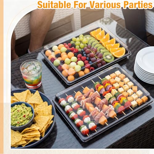 Extra Large Charcuterie Board with Clear Lid - 18x12 Inch Black - 5 Pack