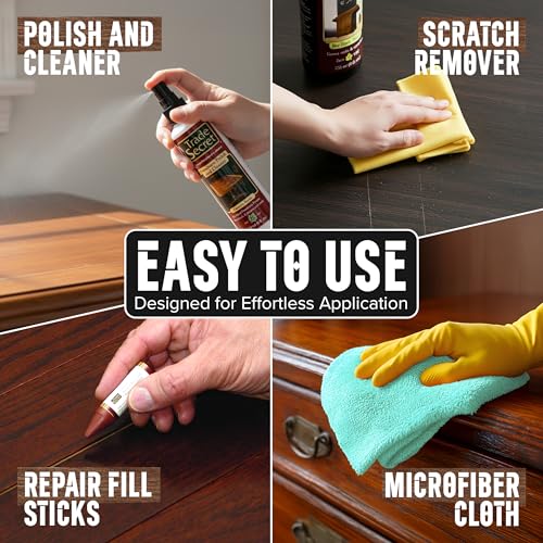 Wood Furniture Repair Kit with Polish, Light & Dark Wood Sticks & Cloth